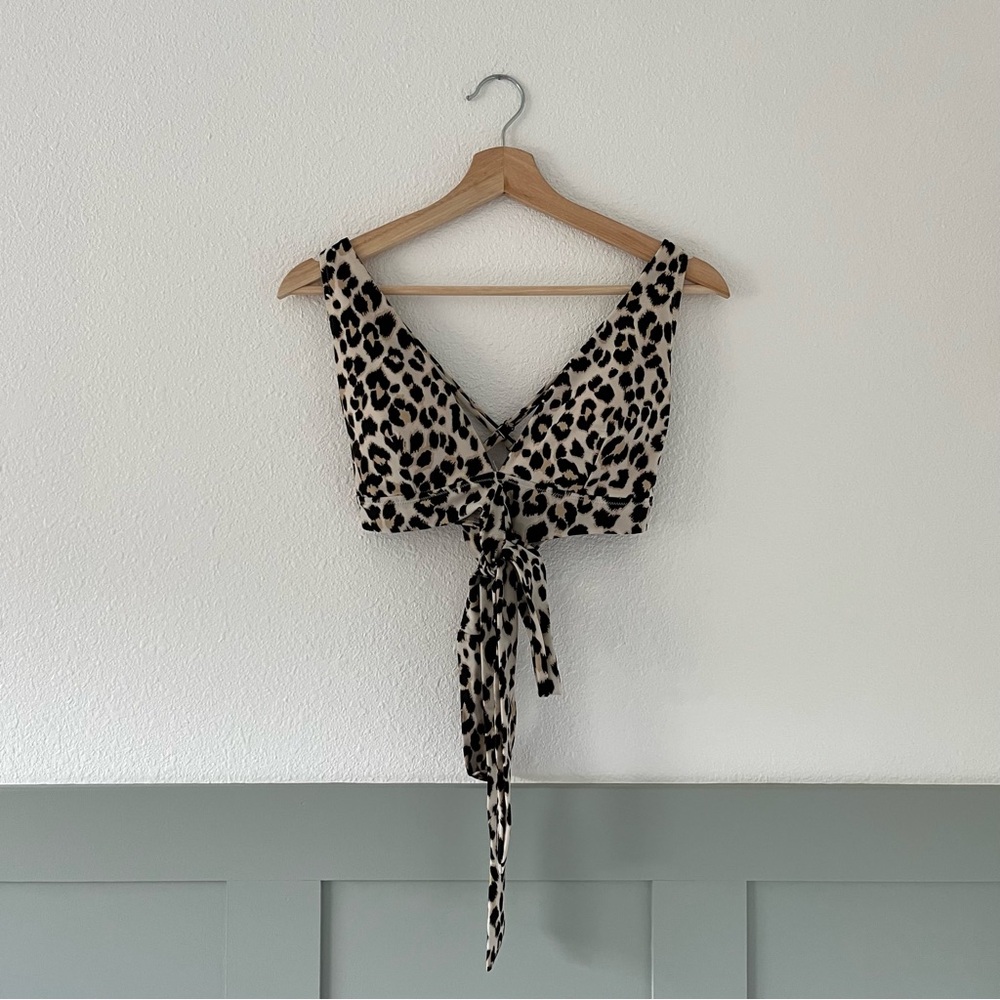 Tie-Back Triangle Swim Top Old Navy Leopard Print Bikini Top size Medium